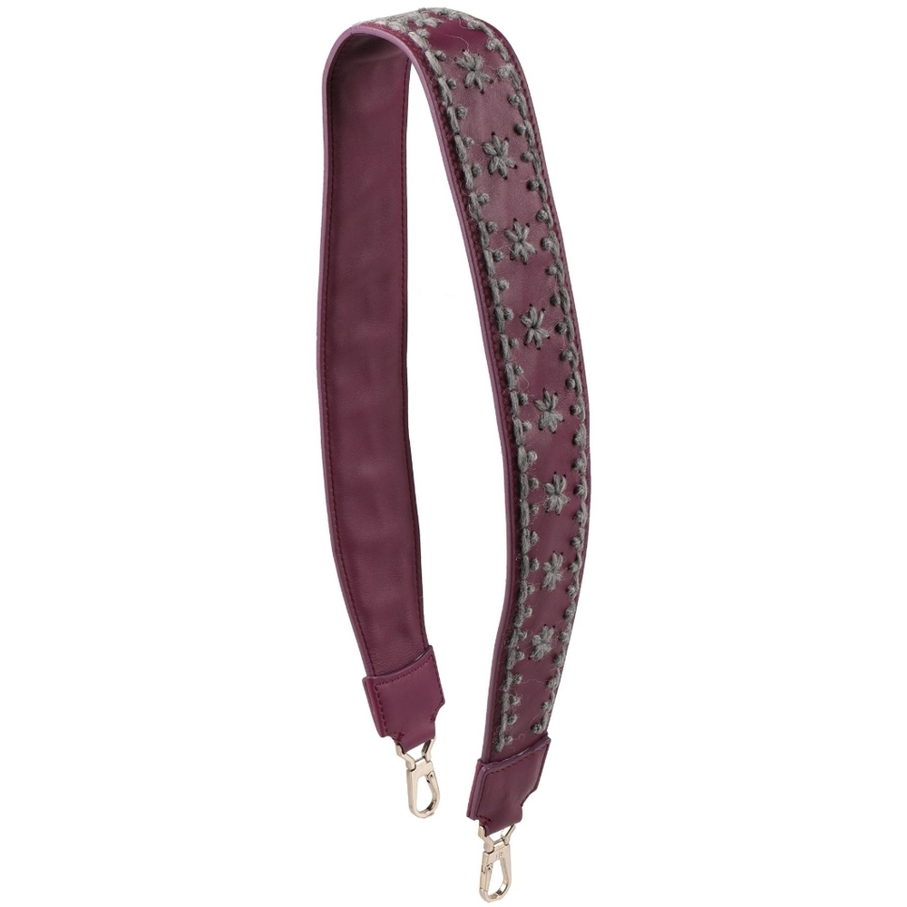 Loro Piana Calfskin Leather Silk Wool Bag Strap Garnet